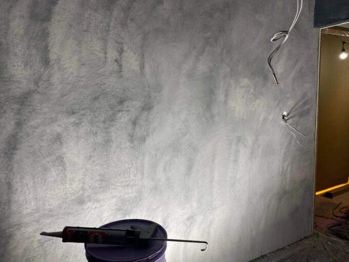 名古屋市　商業施設　壁面　ジョリパット工事（水墨）